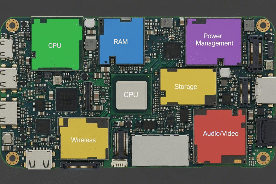 All Circuit Sections of an Android Mobile Phone Motherboard